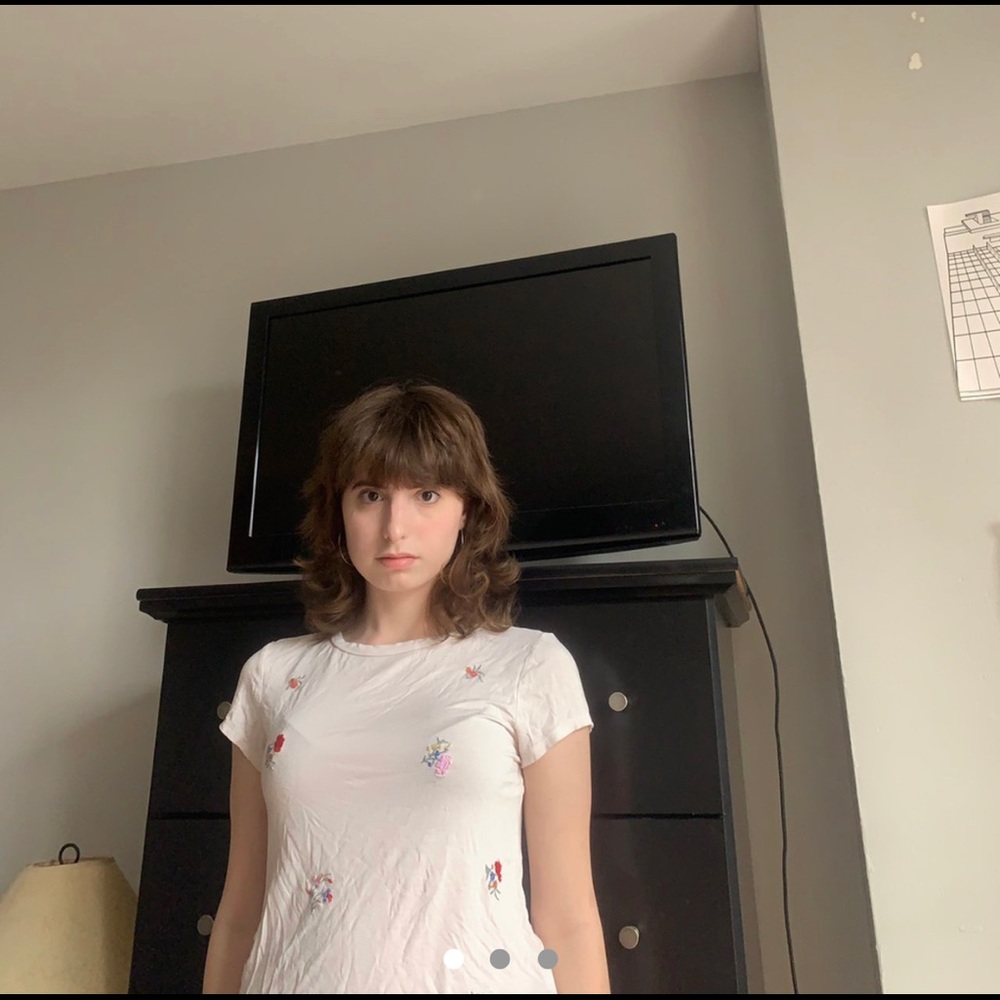 Off White Floral Print Tee Shirt